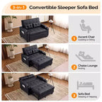 Upholstered Cat's Claw Leather Convertible Reclining Sleeper Sofa Bed With Cushions For Small Spaces