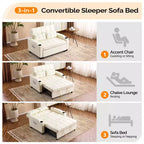 Upholstered Cat's Claw Leather Convertible Reclining Sleeper Sofa Bed With Cushions For Small Spaces