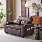 Upholstered Cat's Claw Leather Convertible Reclining Sleeper Sofa Bed With Cushions For Small Spaces