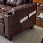 Upholstered Cat's Claw Leather Convertible Reclining Sleeper Sofa Bed With Cushions For Small Spaces