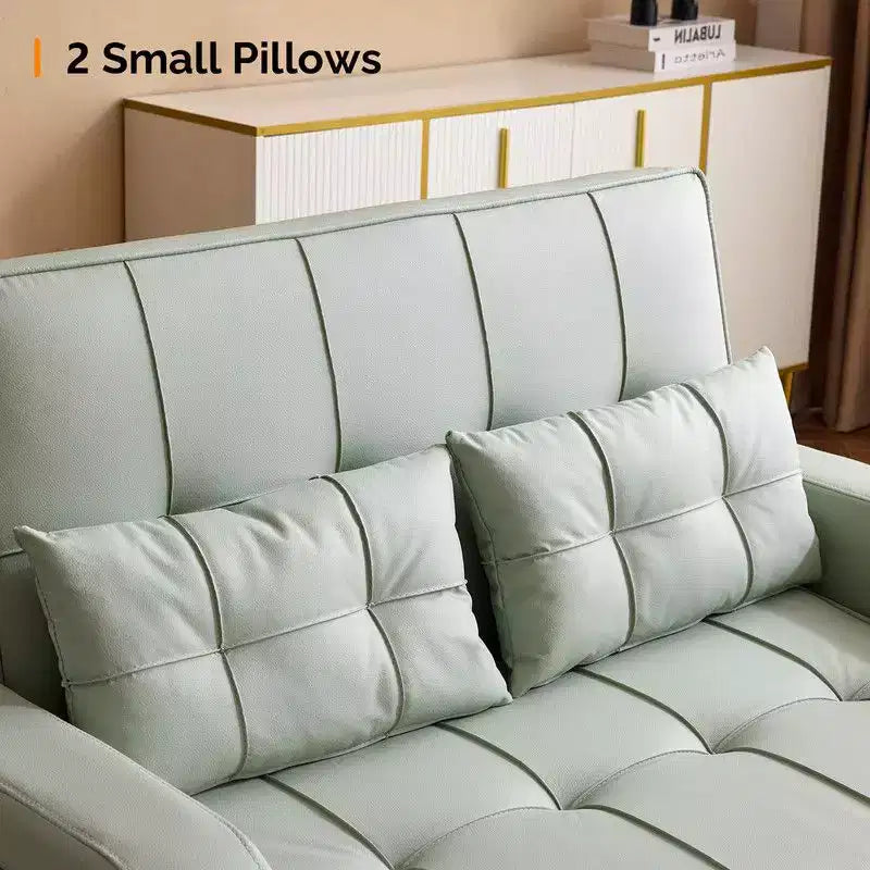 Upholstered Cat's Claw Leather Convertible Reclining Sleeper Sofa Bed With Cushions For Small Spaces