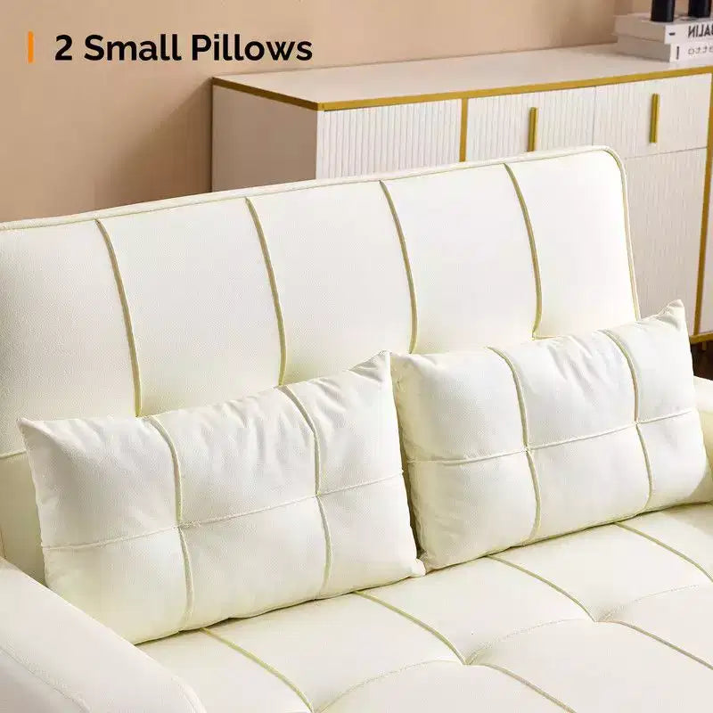 Upholstered Cat's Claw Leather Convertible Reclining Sleeper Sofa Bed With Cushions For Small Spaces