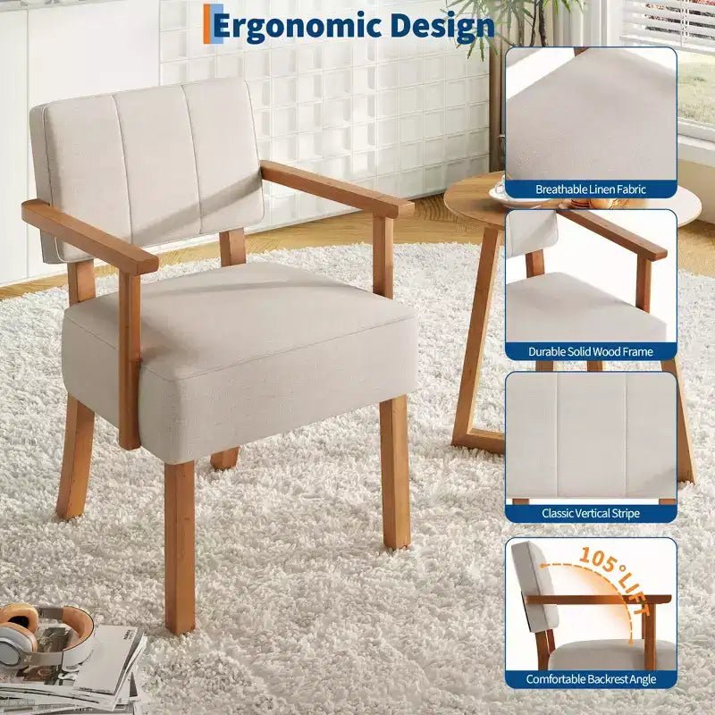 Modern Accent Chair with Wood Frame for Living Room, Bedroom and Dining Room