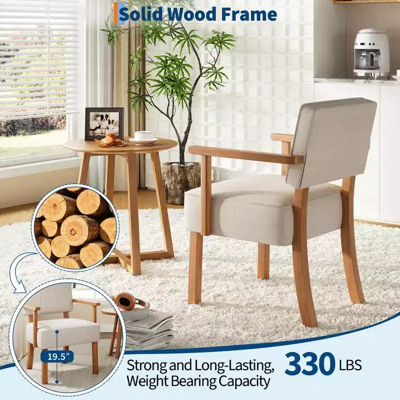 Modern Accent Chair with Wood Frame for Living Room, Bedroom and Dining Room