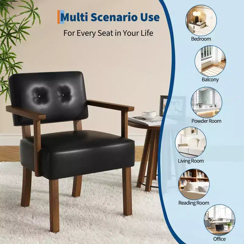 Modern Accent Chair with Wood Frame for Living Room, Bedroom and Dining Room