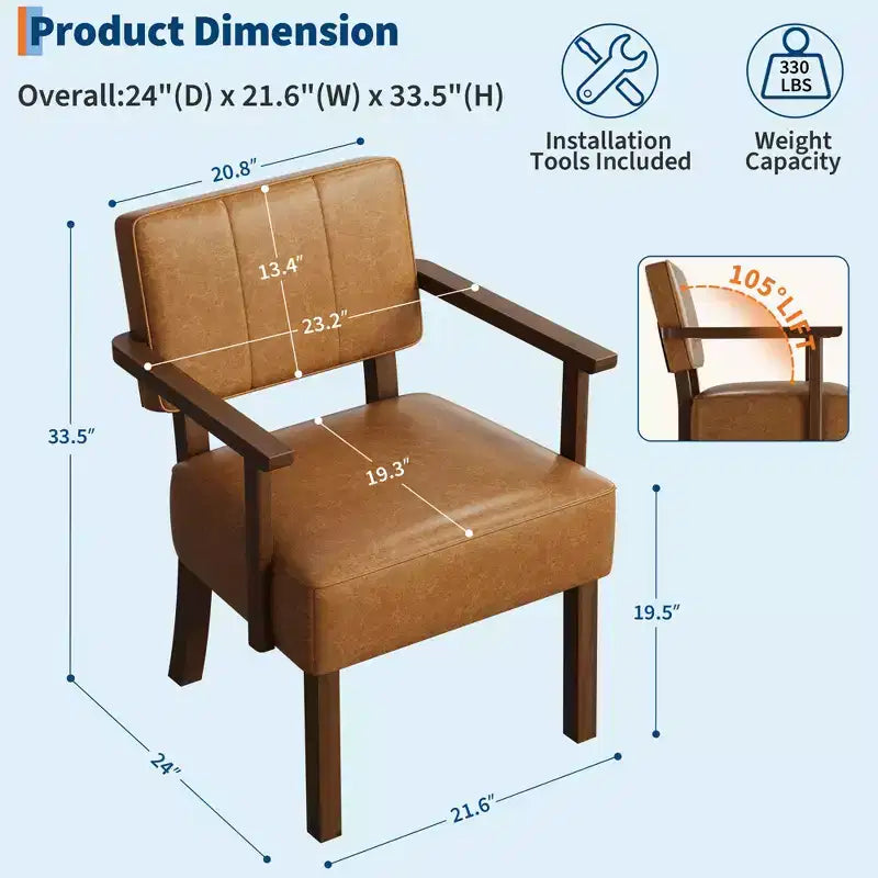 Modern Accent Chair with Wood Frame for Living Room, Bedroom and Dining Room