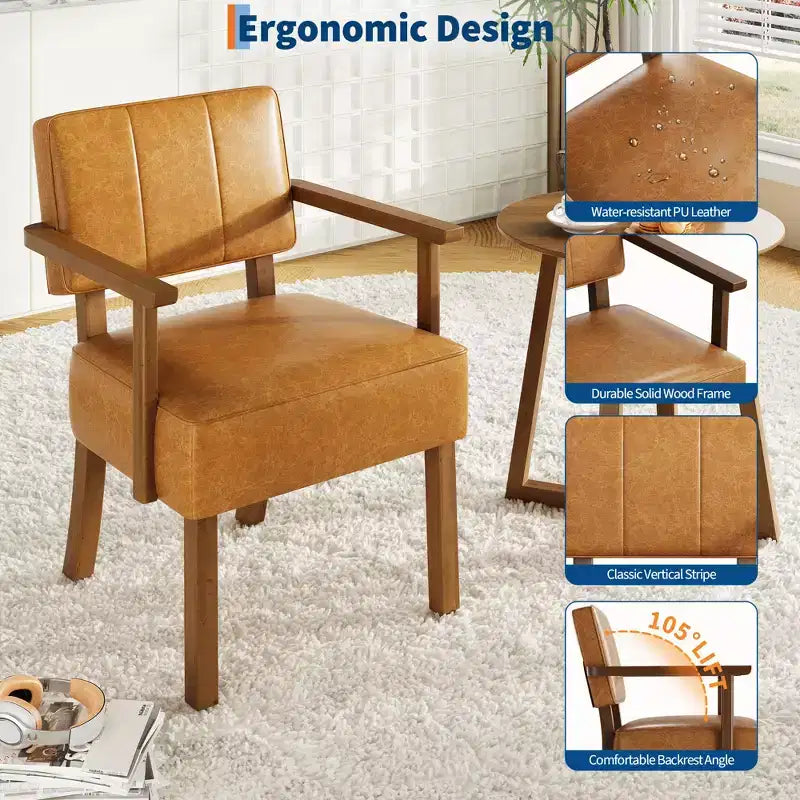 Modern Accent Chair with Wood Frame for Living Room, Bedroom and Dining Room