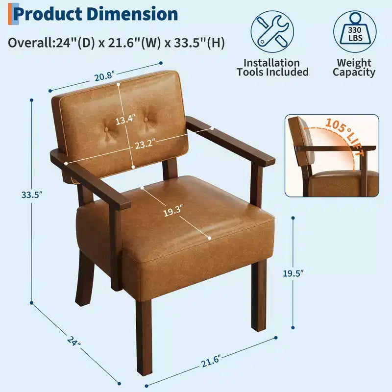 Modern Accent Chair with Wood Frame for Living Room, Bedroom and Dining Room