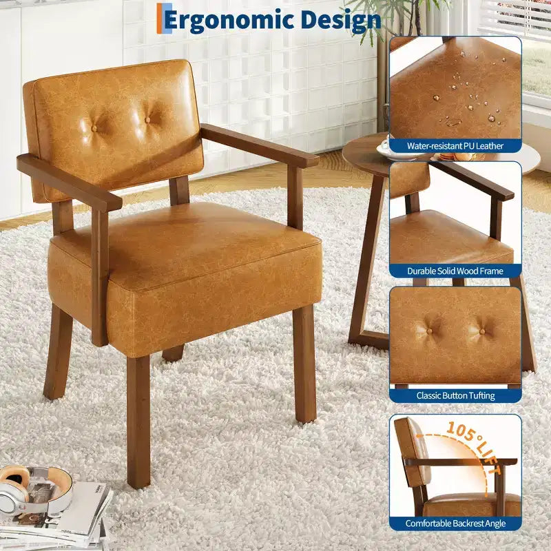 Modern Accent Chair with Wood Frame for Living Room, Bedroom and Dining Room