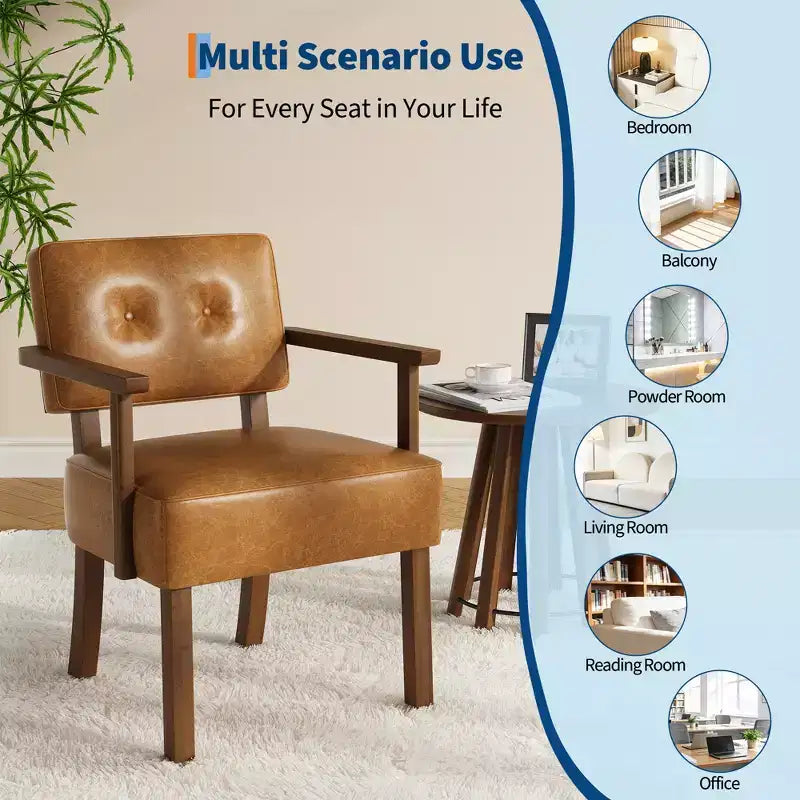 Modern Accent Chair with Wood Frame for Living Room, Bedroom and Dining Room