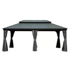 Clihome 12'x 20' Hardtop Gazebo Grey - Aluminum Frame Double Roof with Curtains & Netting