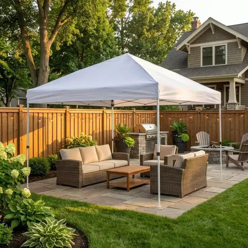 DobleePy 10x20 ft White Canopy Tent, Easy Setup, Adjustable Height, Waterproof UV-Resistant, No Sidewalls, for Outdoor Party & Backyard