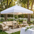 DobleePy 10x20 ft White Canopy Tent, Easy Setup, Adjustable Height, Waterproof UV-Resistant, No Sidewalls, for Outdoor Party & Backyard