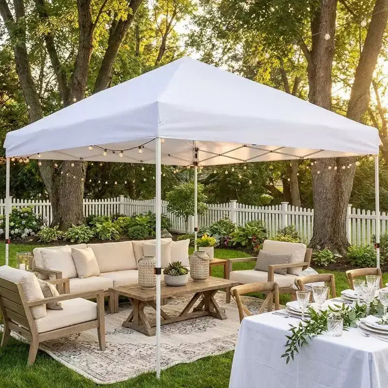 DobleePy 10x20 ft White Canopy Tent, Easy Setup, Adjustable Height, Waterproof UV-Resistant, No Sidewalls, for Outdoor Party & Backyard