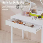 White Makeup Vanity Desk Dressing Table with Drawer, Compact Office Writing Desk Storage Entryway Console Table (Only Table included) - ModernLuxe