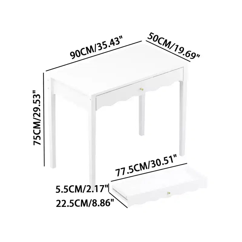 White Makeup Vanity Desk Dressing Table with Drawer, Compact Office Writing Desk Storage Entryway Console Table (Only Table included) - ModernLuxe