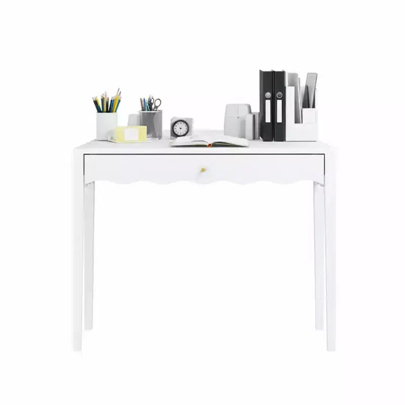 White Makeup Vanity Desk Dressing Table with Drawer, Compact Office Writing Desk Storage Entryway Console Table (Only Table included) - ModernLuxe