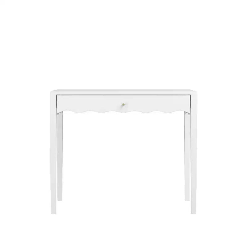 White Makeup Vanity Desk Dressing Table with Drawer, Compact Office Writing Desk Storage Entryway Console Table (Only Table included) - ModernLuxe