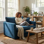 Homy Casa Oversized Deep Accent Chair with Toss Pillow, Blue