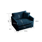 Homy Casa Oversized Deep Accent Chair with Toss Pillow, Blue