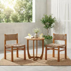 Christopher Knight Home Zorica 3 Piece Outdoor Rustic Woven Wicker Acacia Wood Dining Set