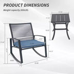 Clihome 2-Piece Outdoor Rocking Bistro Set, Metal Conversation Set with Cushions, All-Weather Patio Balcony Porch Furniture