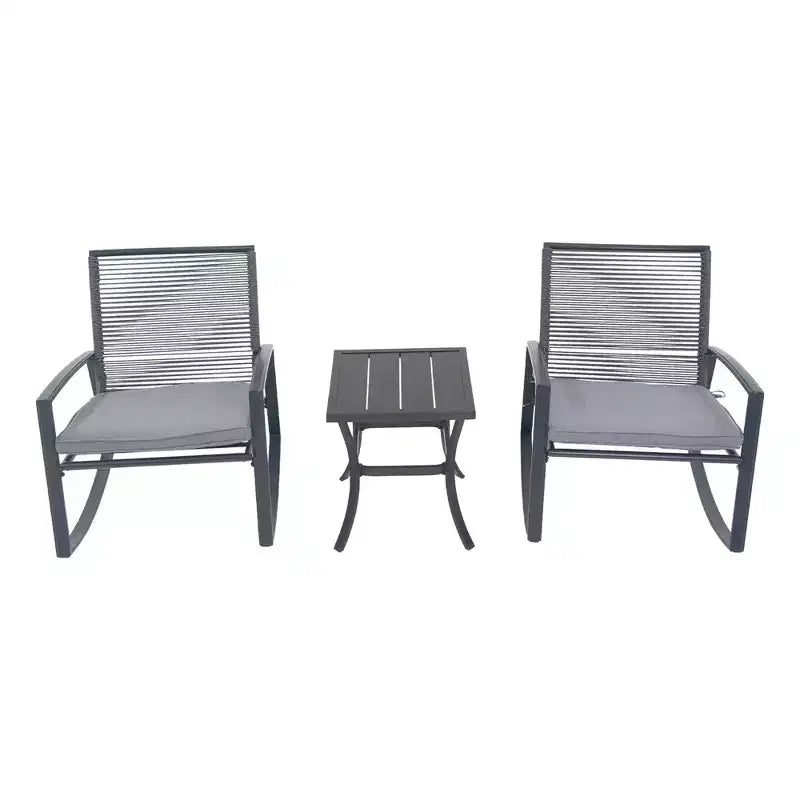 Clihome 2-Piece Outdoor Rocking Bistro Set, Metal Conversation Set with Cushions, All-Weather Patio Balcony Porch Furniture
