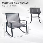 Clihome 2-Piece Outdoor Rocking Bistro Set, Metal Conversation Set with Cushions, All-Weather Patio Balcony Porch Furniture