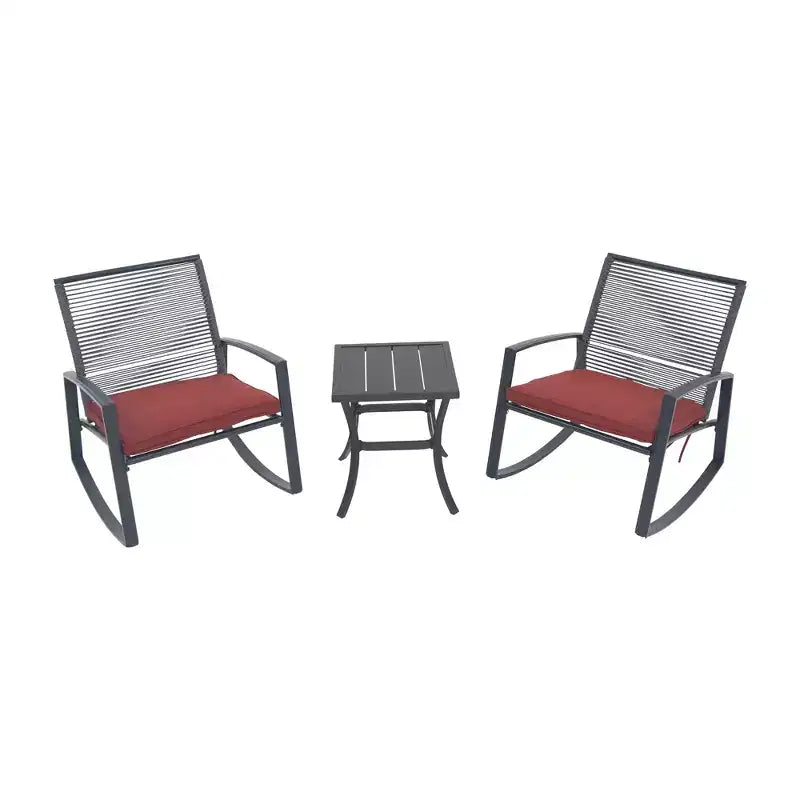 Clihome 2-Piece Outdoor Rocking Bistro Set, Metal Conversation Set with Cushions, All-Weather Patio Balcony Porch Furniture