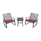 Clihome 2-Piece Outdoor Rocking Bistro Set, Metal Conversation Set with Cushions, All-Weather Patio Balcony Porch Furniture