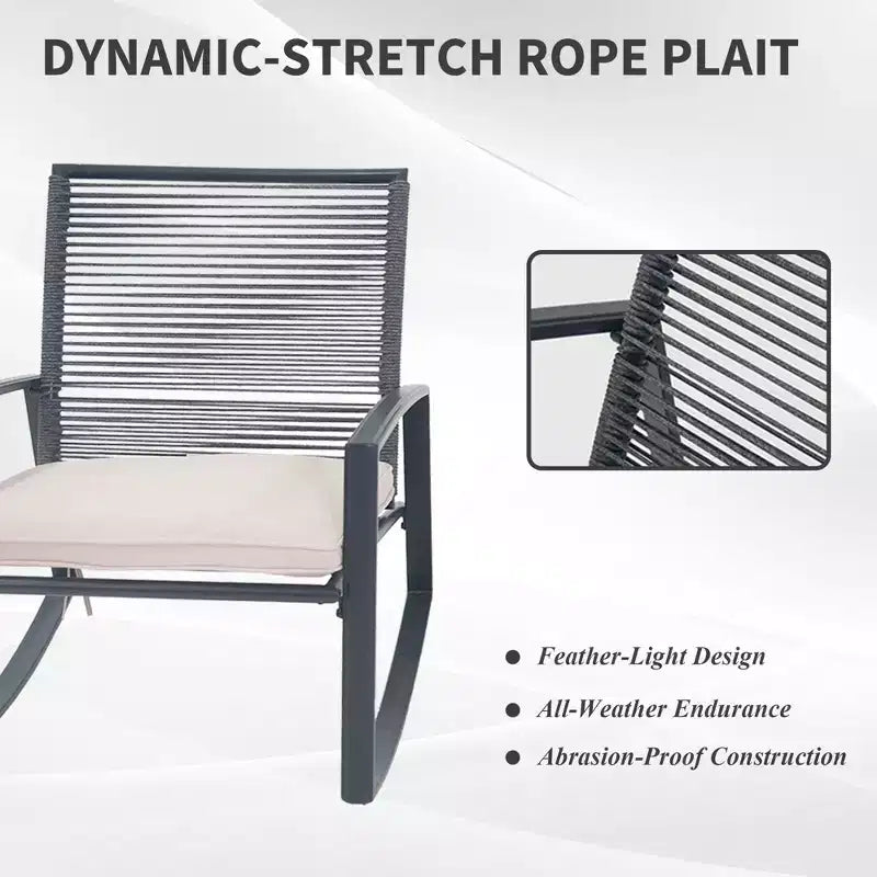Clihome 2-Piece Outdoor Rocking Bistro Set, Metal Conversation Set with Cushions, All-Weather Patio Balcony Porch Furniture