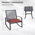Clihome 2-Piece Outdoor Rocking Bistro Set, Metal Conversation Set with Cushions, All-Weather Patio Balcony Porch Furniture