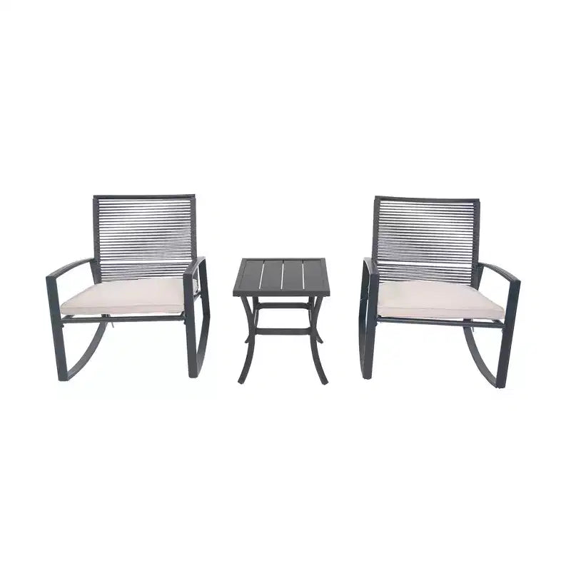Clihome 2-Piece Outdoor Rocking Bistro Set, Metal Conversation Set with Cushions, All-Weather Patio Balcony Porch Furniture