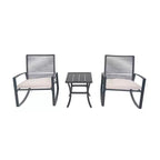 Clihome 2-Piece Outdoor Rocking Bistro Set, Metal Conversation Set with Cushions, All-Weather Patio Balcony Porch Furniture