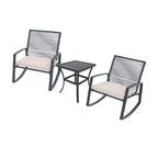 Clihome 2-Piece Outdoor Rocking Bistro Set, Metal Conversation Set with Cushions, All-Weather Patio Balcony Porch Furniture