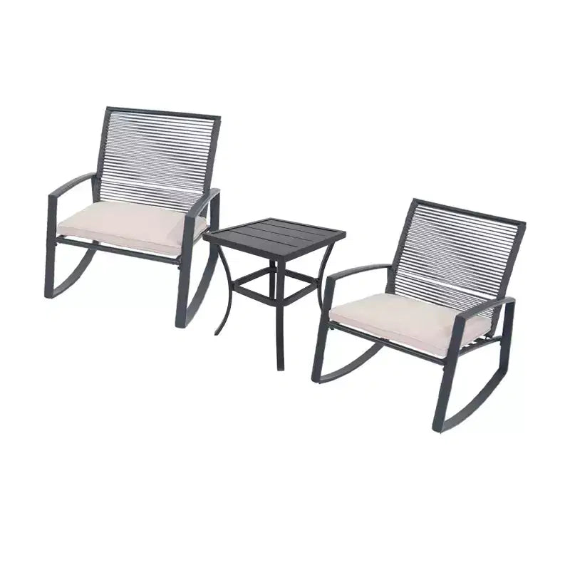 Clihome 2-Piece Outdoor Rocking Bistro Set, Metal Conversation Set with Cushions, All-Weather Patio Balcony Porch Furniture
