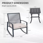 Clihome 2-Piece Outdoor Rocking Bistro Set, Metal Conversation Set with Cushions, All-Weather Patio Balcony Porch Furniture