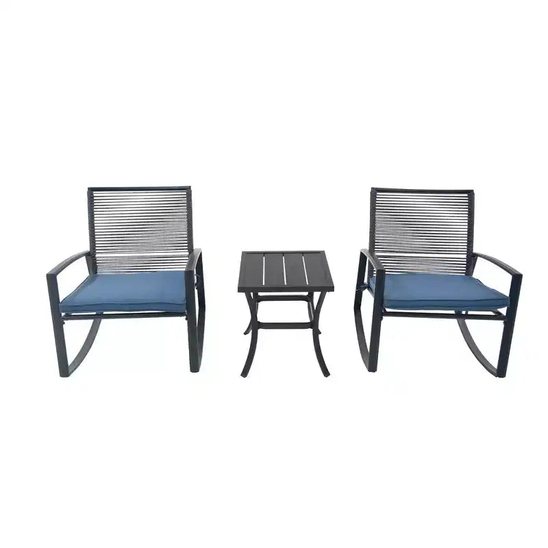 Clihome 2-Piece Outdoor Rocking Bistro Set, Metal Conversation Set with Cushions, All-Weather Patio Balcony Porch Furniture