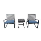 Clihome 2-Piece Outdoor Rocking Bistro Set, Metal Conversation Set with Cushions, All-Weather Patio Balcony Porch Furniture