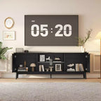 Modern Black TV Stand  Adjustable Shelf & 2-Door Storage Cabinet, Entertainment Center for Living Room or Bedroom