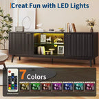 Modern Black TV Stand  Adjustable Shelf & 2-Door Storage Cabinet, Entertainment Center for Living Room or Bedroom