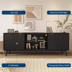 Modern Black TV Stand  Adjustable Shelf & 2-Door Storage Cabinet, Entertainment Center for Living Room or Bedroom