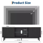 Modern Black TV Stand  Adjustable Shelf & 2-Door Storage Cabinet, Entertainment Center for Living Room or Bedroom
