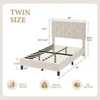 Upholstered Platform Bed  Adjustable Headboard, Wooden Slats, No Box Spring Needed, Choose Size & Color