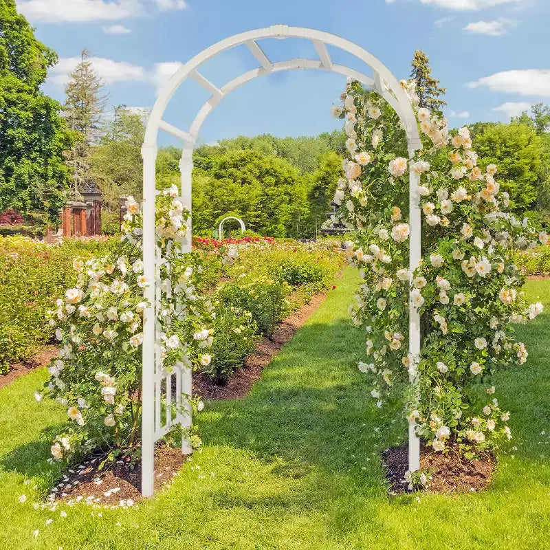 VINGLI Vinyl Garden Arbor, PVC Wedding Arch for Ceremony Party, Garden Trellis for Climbing Plants Outdoor, Arch Backdrop Stand