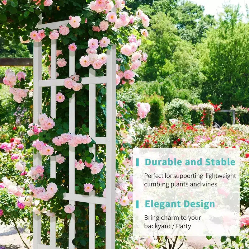 VINGLI Vinyl Garden Arbor, PVC Wedding Arch for Ceremony Party, Garden Trellis for Climbing Plants Outdoor, Arch Backdrop Stand