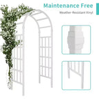 VINGLI Vinyl Garden Arbor, PVC Wedding Arch for Ceremony Party, Garden Trellis for Climbing Plants Outdoor, Arch Backdrop Stand