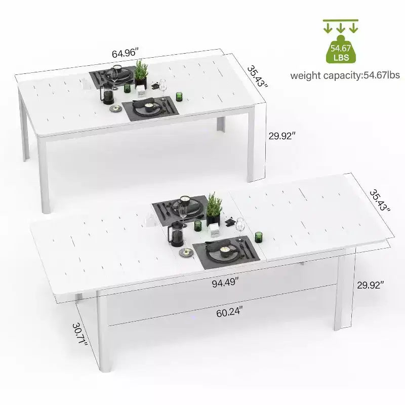 Clihome Aluminum Metal Expandable Patio Dining Table