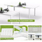 Clihome Aluminum Metal Expandable Patio Dining Table
