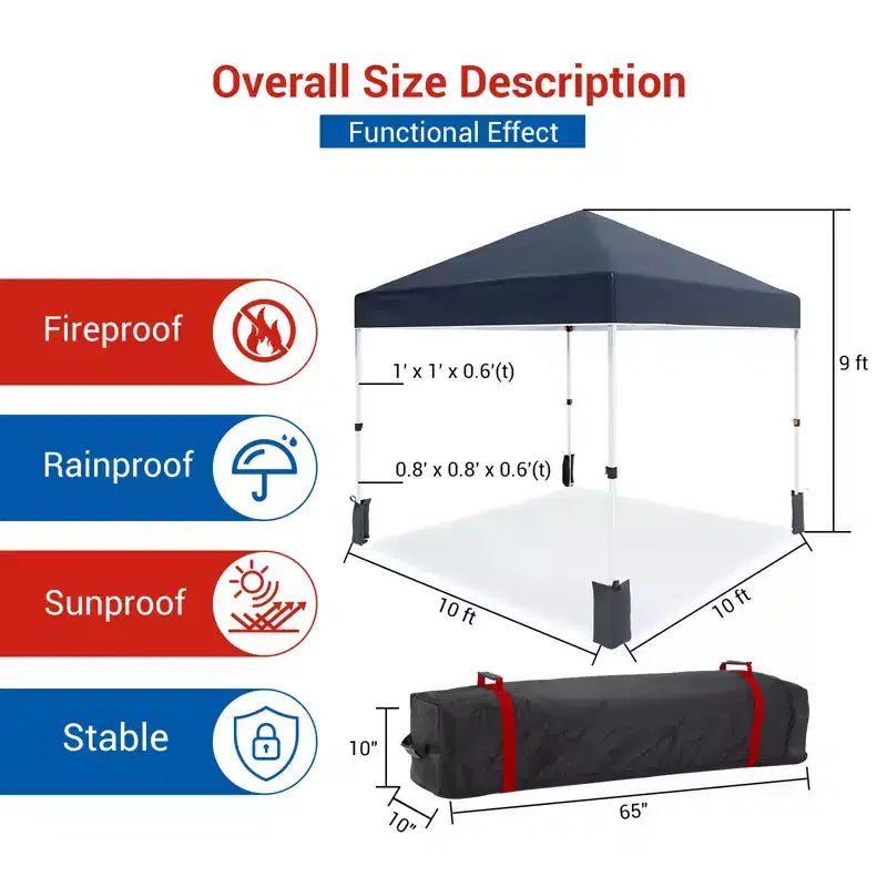 Outdoor Gazebo Tent, Portable Pop-Up Awning, Heavy-Duty Metal Frame Tent, Suitable for Patios, Courtyards, Parties, Beaches, and Outdoor Areas